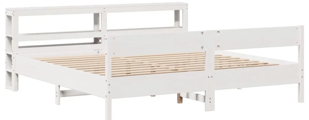 Cama sem colchão 200x200 cm madeira de pinho maciça branco