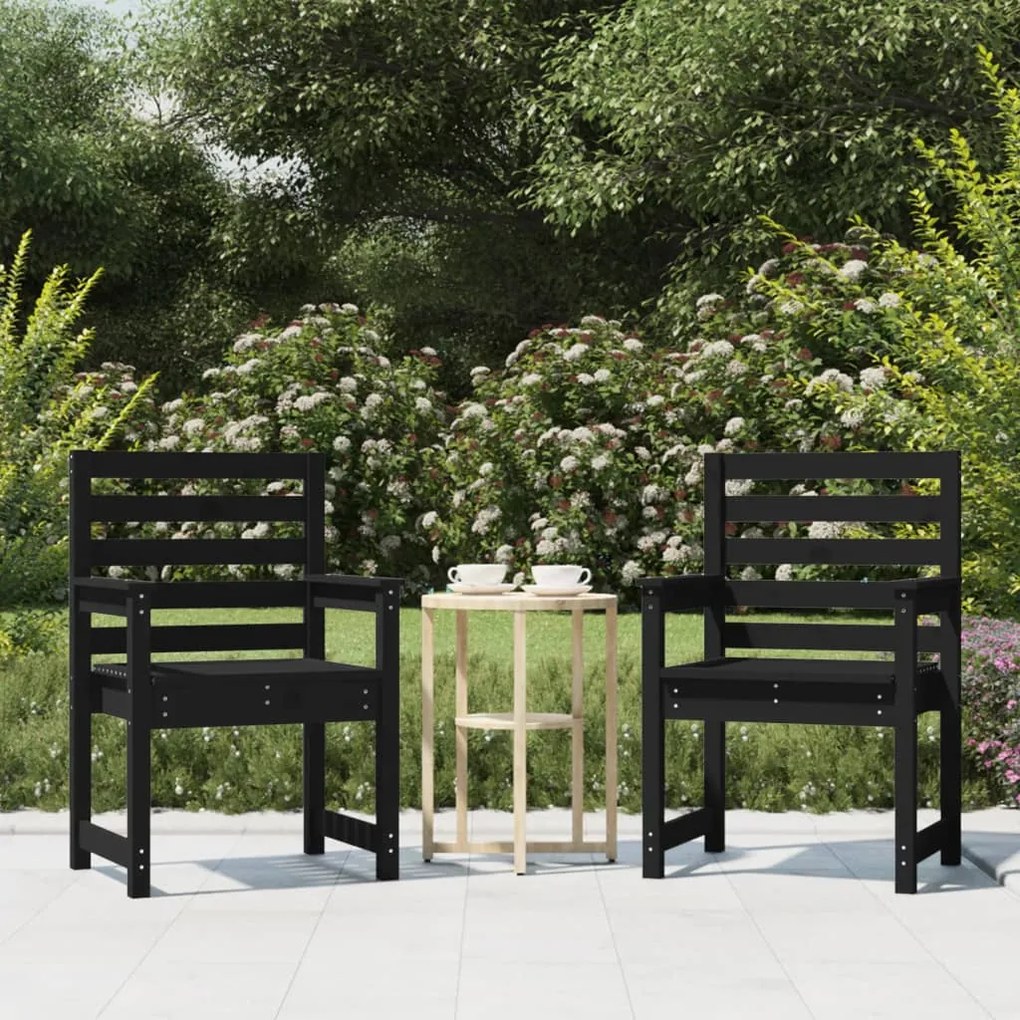 vidaXL Cadeiras de jardim 2 pcs 60x48x91 cm pinho maciço preto