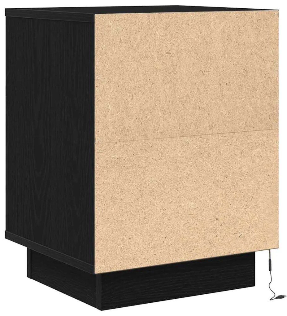 Mesas cabeceira c/ luzes LED 2 pcs 38x34x50 cm preto