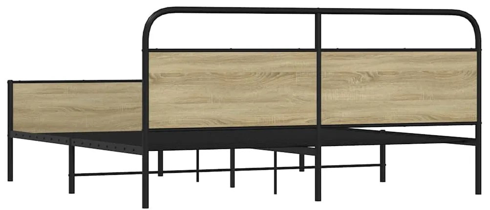 Estrutura de cama sem colchão 180x200cm metal carvalho sonoma