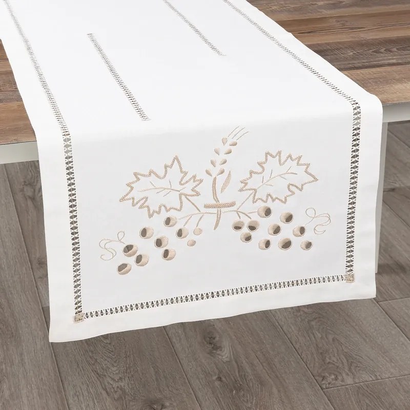 50x160 cm - Caminho de mesa linho - Bordados da Lixa