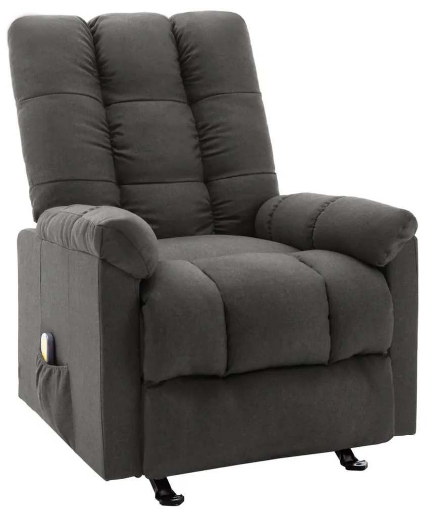 vidaXL Poltrona de massagens reclinável tecido cinzento-escuro