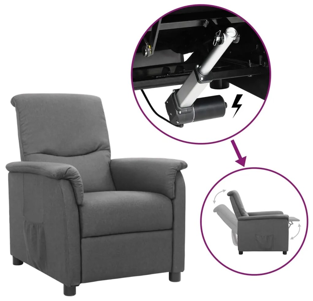 vidaXL Poltrona elevatória tecido cinzento-claro