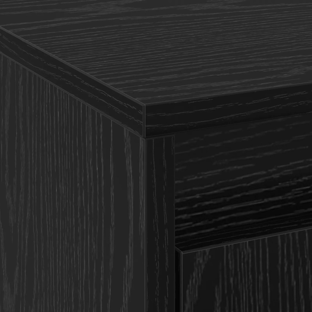 Armário de TV com LED em Carvalho Preto 139.5x34x50 cm de Madeira enge