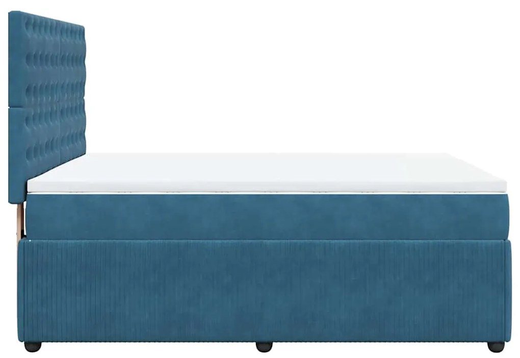 Cama com molas/colchão 140x200 cm veludo azul