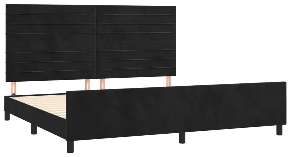 Estrutura de cama sem colchão 200x200 cm veludo preto