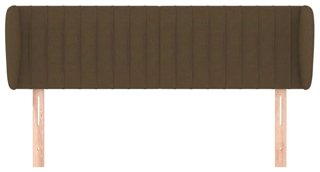 Cabeceira de cama c/ abas tecido 147x23x78/88cm castanho-escuro
