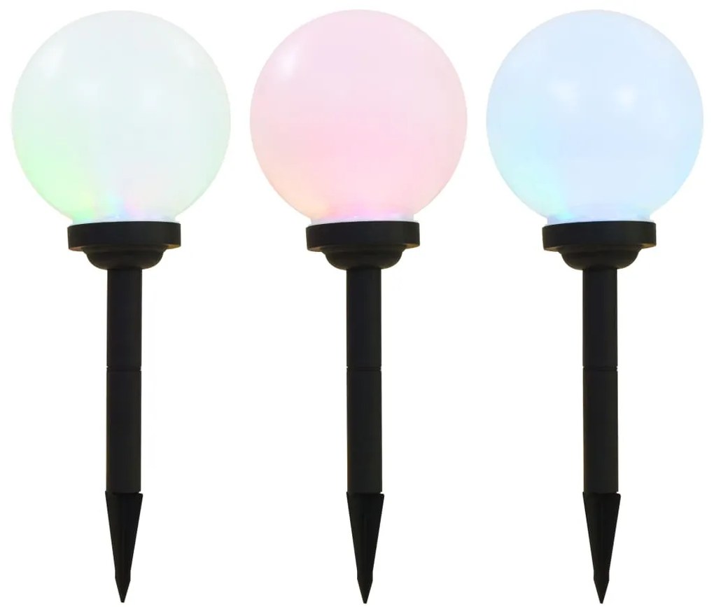 Candeeiro solar de exterior LED 3 pcs esférico 20 cm RGB