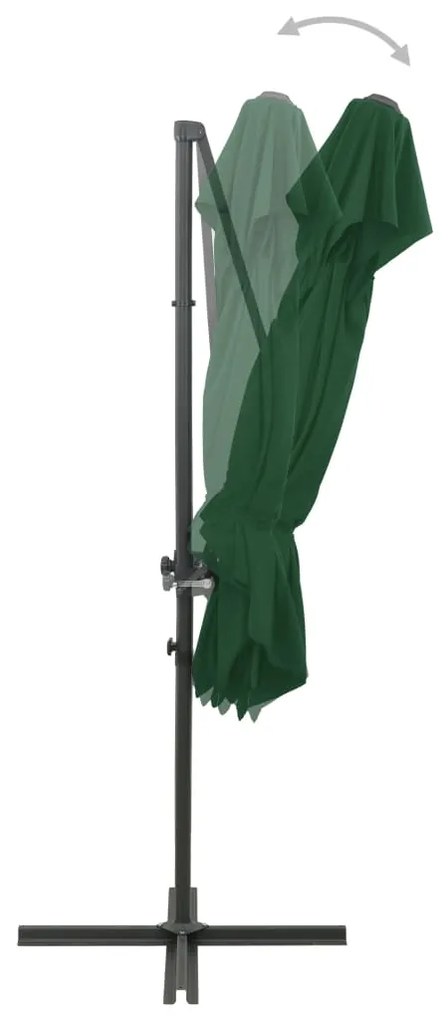 Guarda-sol de jardim cantilever toldo duplo 250x250 cm verde