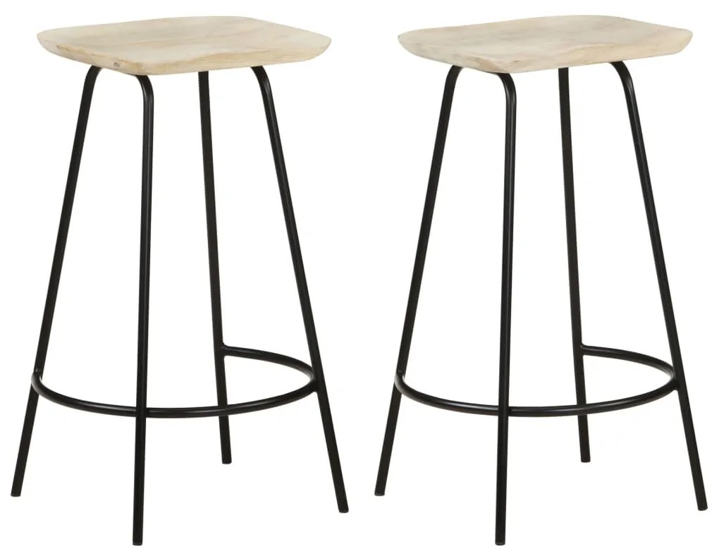 vidaXL Bancos de bar 2 pcs madeira de mangueira maciça