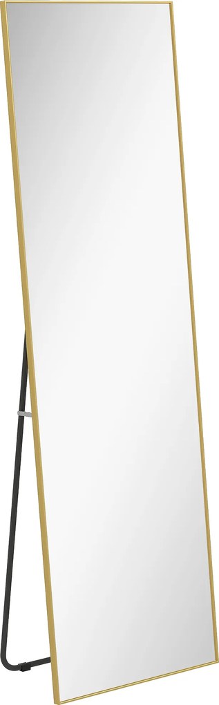 HOMCOM Espelho de Pé Espelho de Corpo Inteiro de Liga de Alumínio com 2 Formas de Utilização 50x161,5x2 cm Dourado | Aosom Portugal