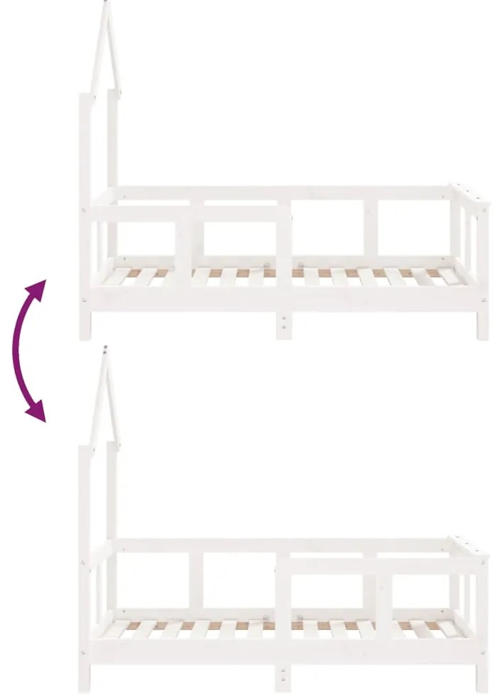 Estrutura de cama infantil 70x140 cm pinho maciço branco