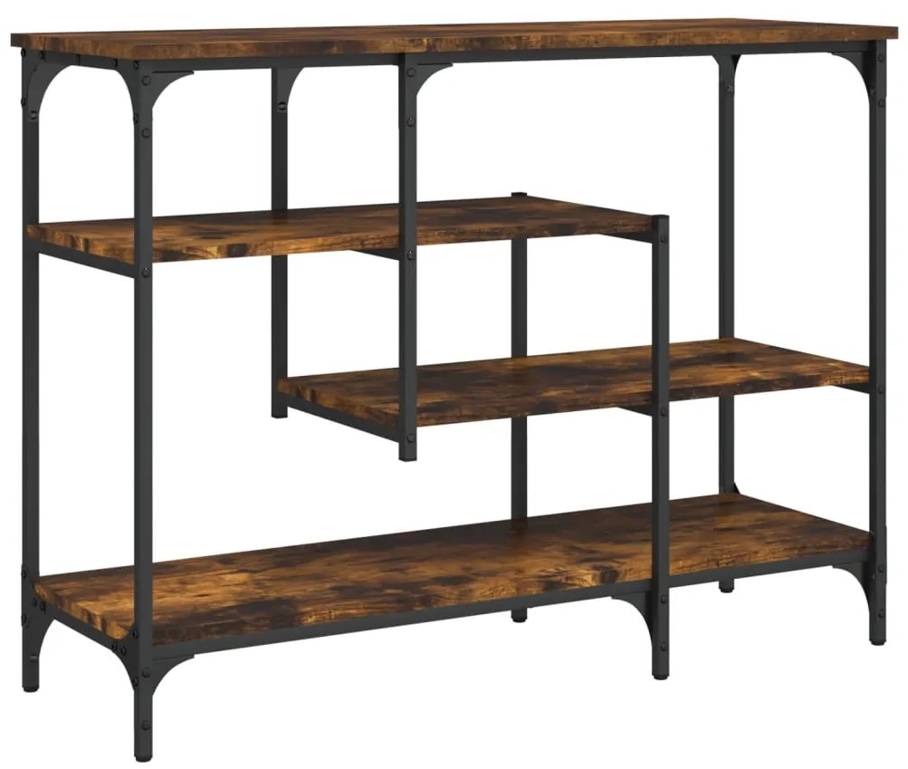 Mesa consola c/ prateleiras 100x35x75 cm carvalho fumado