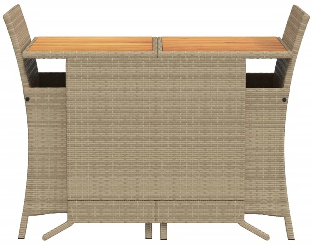 3 pcs conjunto bistrô com almofadões vime PE bege