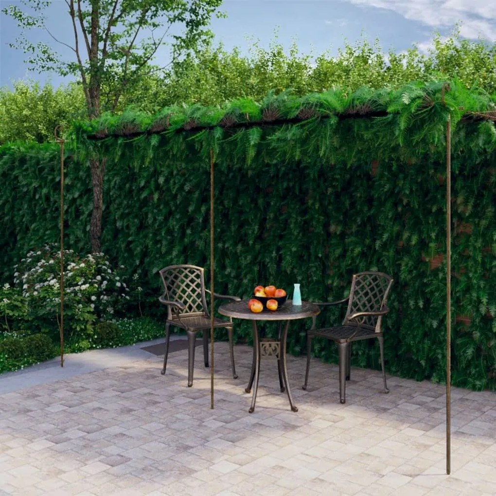313999 vidaXL Pérgola de jardim 6x3x2,5 m ferro castanho antigo