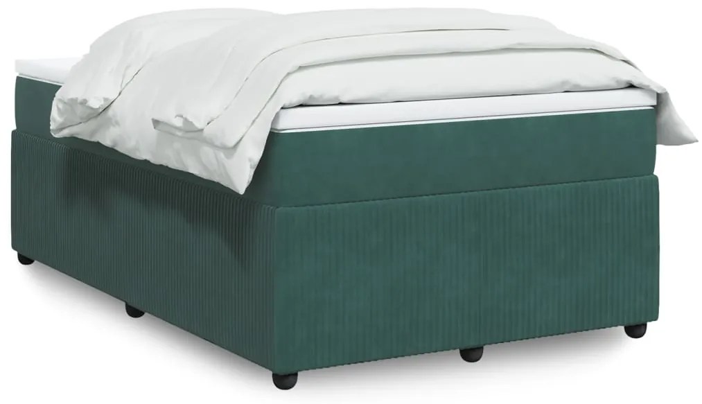 Cama boxspring com colchão 120x200 cm veludo verde-escuro