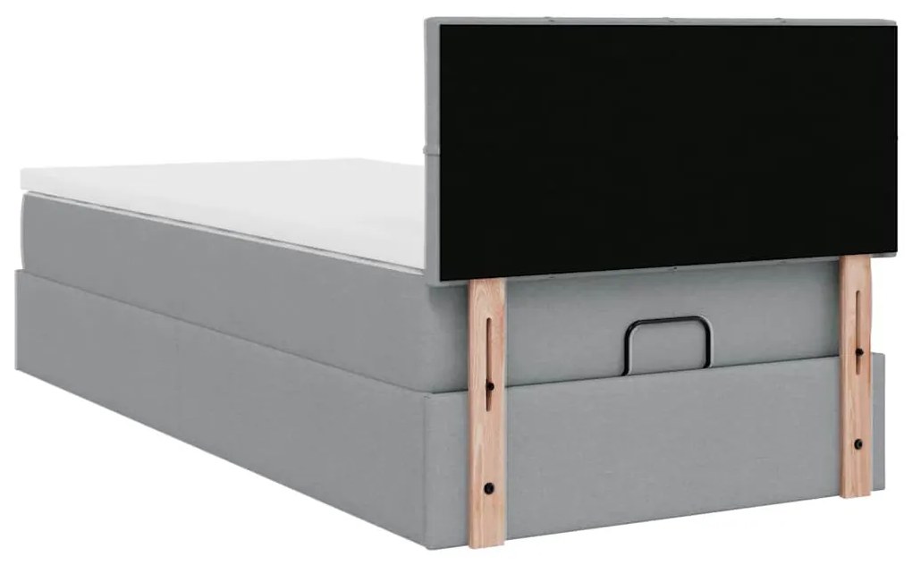 Estrutura cama otomana colchão 90x190 cm tecido cinzento claro