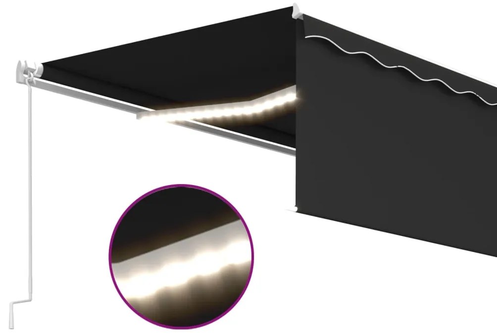 Toldo retrátil manual com estore/LED 5x3 m antracite
