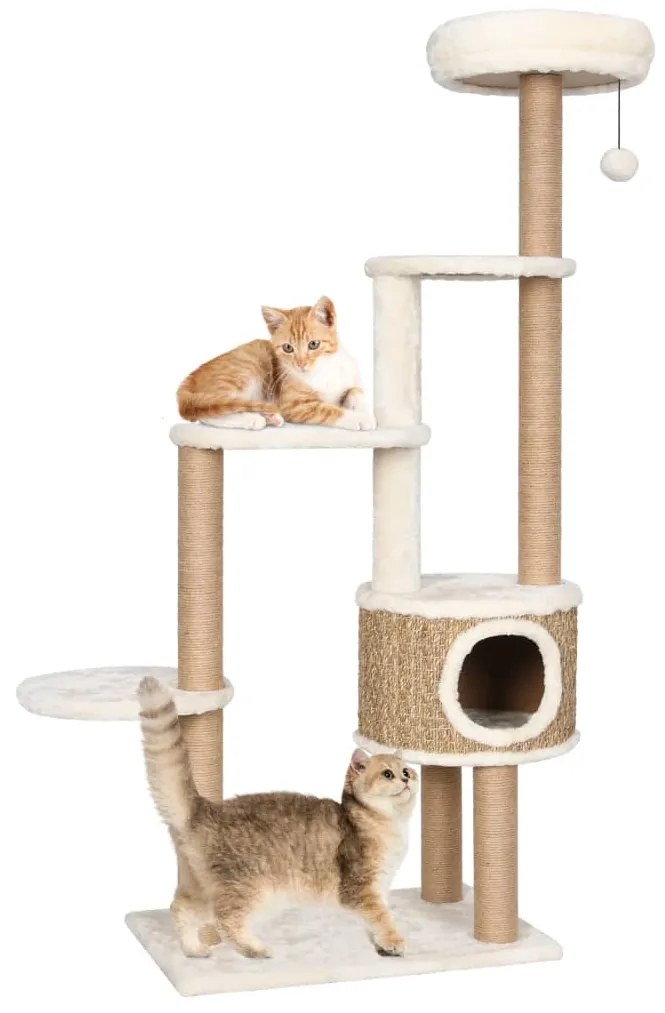 vidaXL Árvore para gatos c/ postes e almofadão 148 cm erva marinha