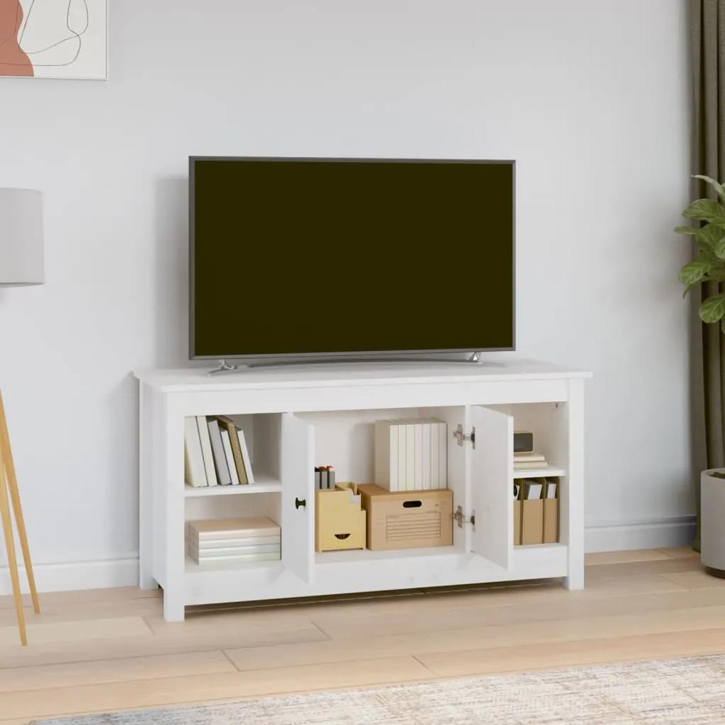 Móvel de TV 103x36,5x52 cm madeira de pinho maciça branco