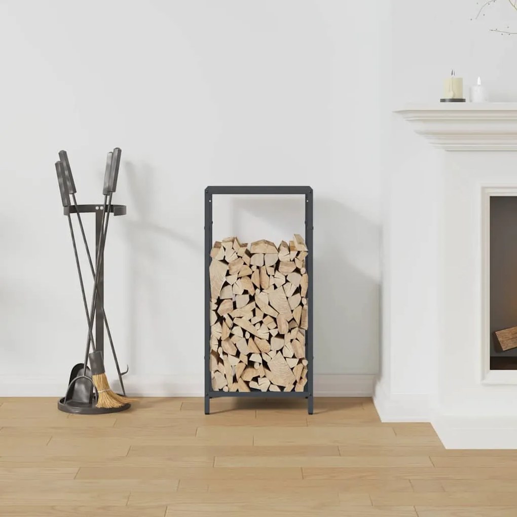 Suporte para lenha 34x25x70 cm aço laminado a frio antracite