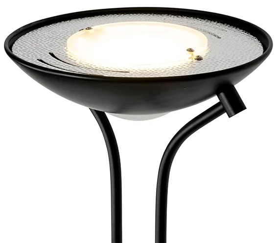 Candeeiro de pé moderno preto com luz de leitura incl. LED dim to warm - Diva