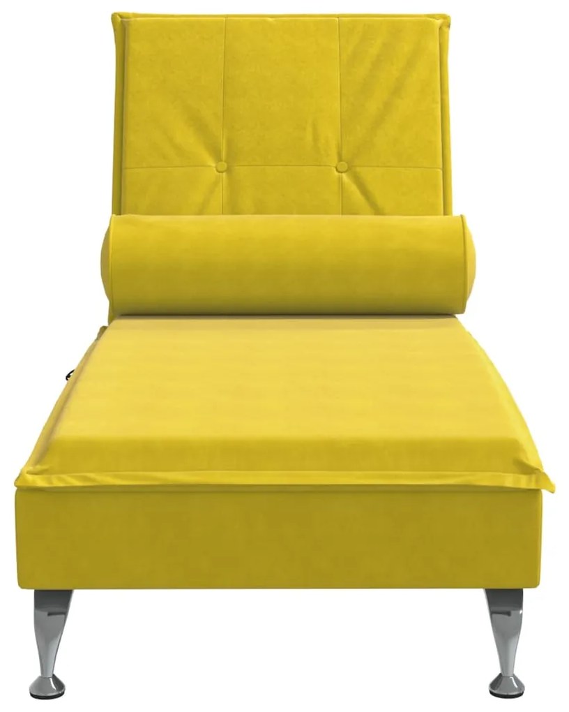 Chaise lounge de massagem com rolo veludo amarelo