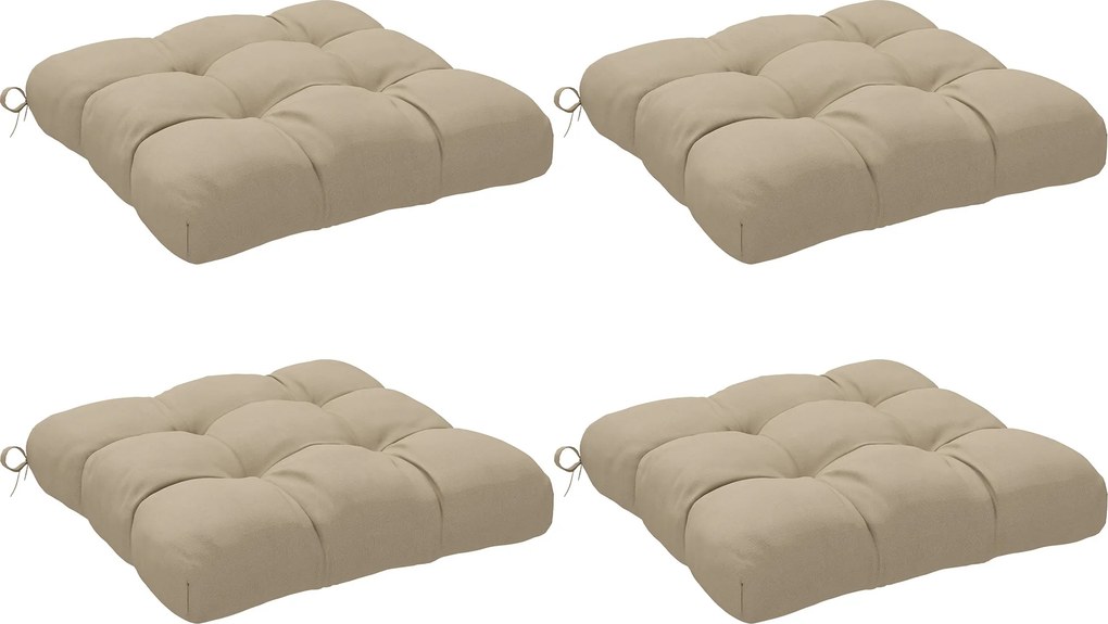 Outsunny Conjunto de Almofadas para Cadeiras de Jantar e Jardim Impermeáveis e Anti-UV com 2 Fitas de Fixação 48x48x10 cm Caqui | Aosom Portugal