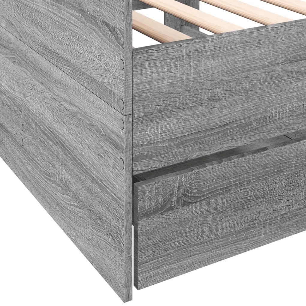 Sofá-cama com gavetas sem colchão 90x200 cm cinzento sonoma