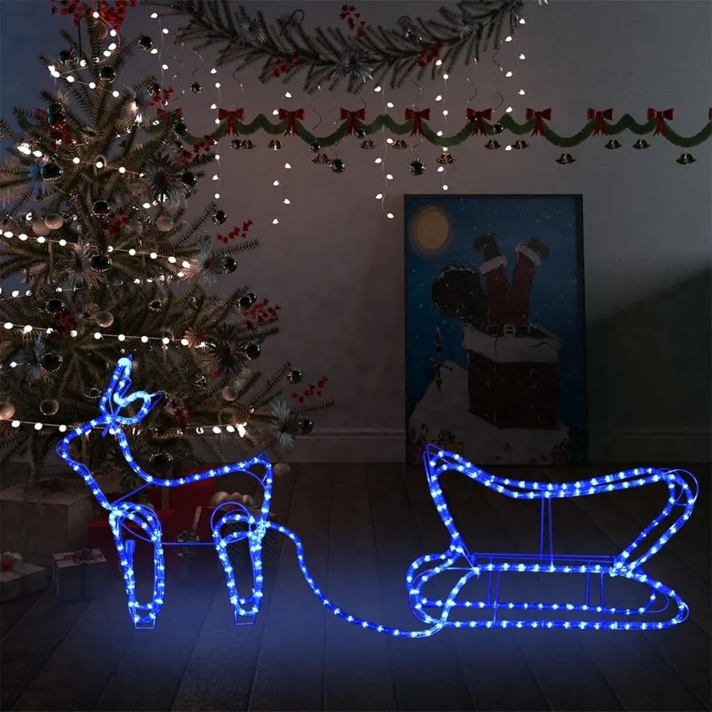 329809 vidaXL Decoração de Natal rena e trenó de exterior 252 luzes LED