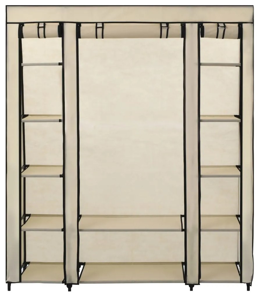 Roupeiro c/ compartimentos e varões 150x45x176 cm tecido creme