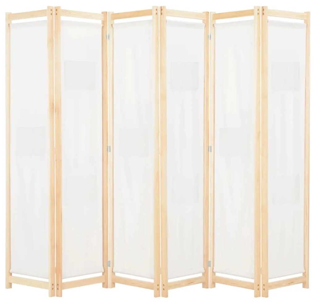 vidaXL Divisória de quarto com 6 painéis 240x170x4 cm tecido cor creme