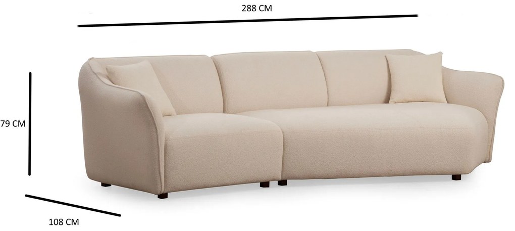 Sofá de Canto Mentis – Creme – 288 cm x 108 cm x 79 cm
