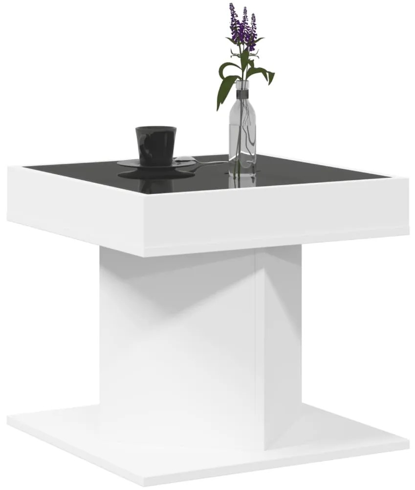 Mesa de centro c/ LEDs 50x50x45cm derivados de madeira branco