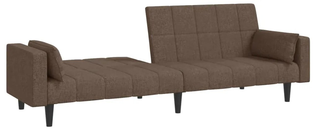 Sofá-cama 2 lugares c/ duas almofadas tecido cinza-acastanhado