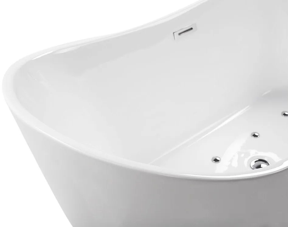 Banheira autónoma de hidromassagem em acrílico branco com LED 168 x 80 cm ANTIGUA Beliani