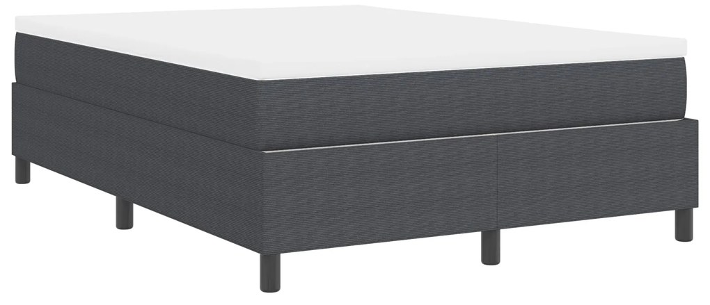 Cama com Box Spring e Colchão Cinza Escuro 140x200 cm Tecido de Cordur