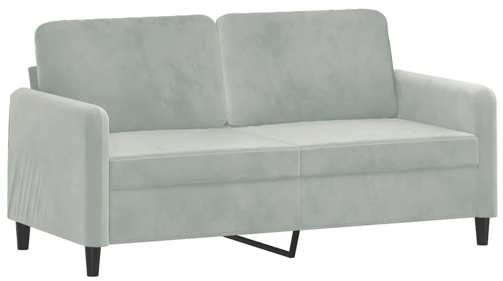 2 pcs conjunto de sofás com almofadas veludo cinzento-claro