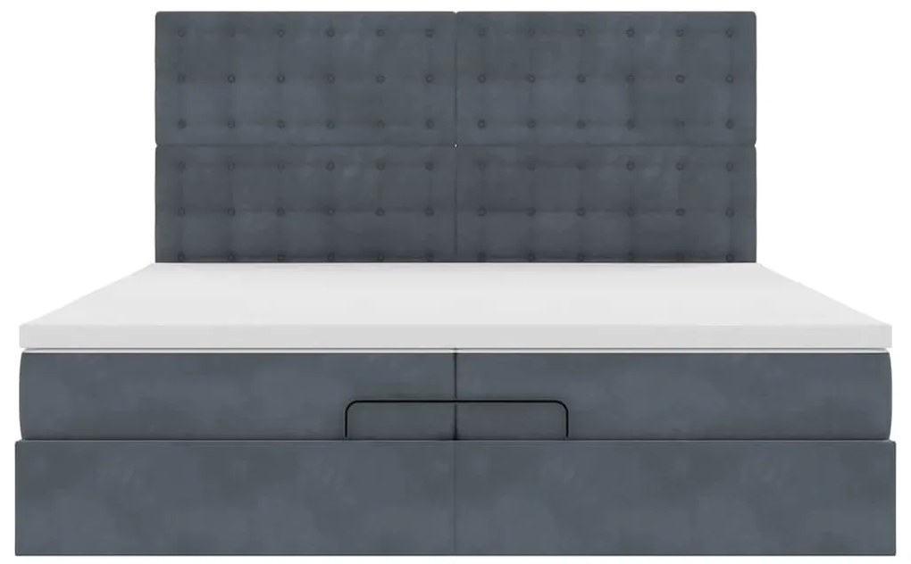 moldura de cama otomana vidaXL com colchão cinza escuro veludo