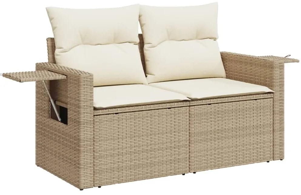 7 pcs conjunto de sofás p/ jardim com almofadões vime PE bege