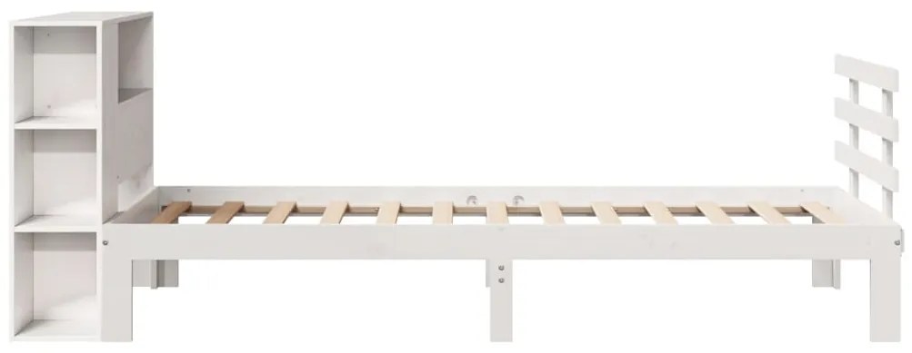 Cama com estante sem colchão 90x200 cm pinho maciço branco