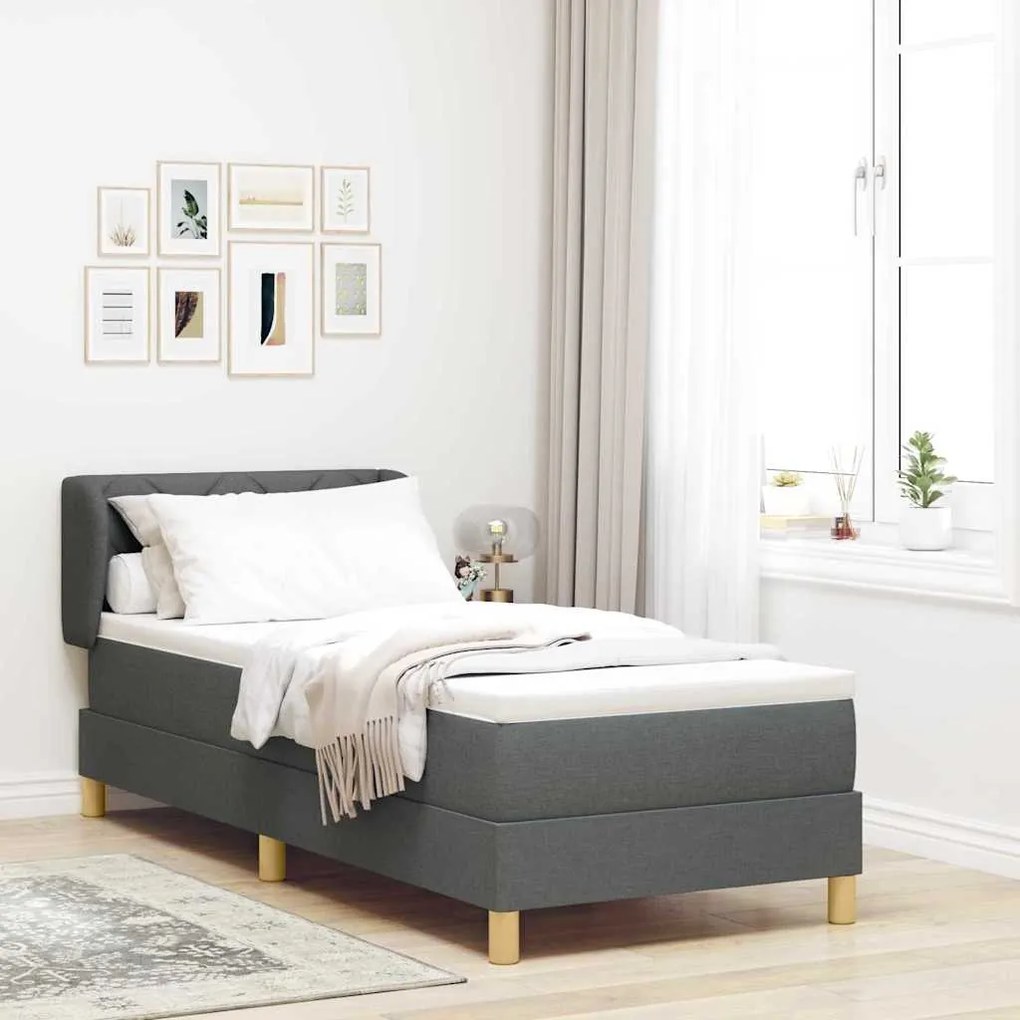 vidaXL Cama Box com colchão Cinzento escuro 80 x 200 cm tecido