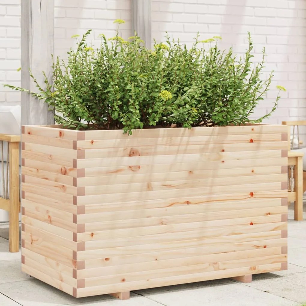 vidaXL Vaso/floreira de jardim 110x60x72 cm madeira de pinho maciça