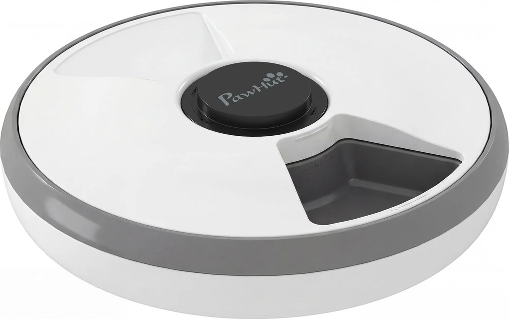 PawHut Alimentador automático, dispensador sem fio com temporizador para até 6 refeições, display LED, pack refrigerante Cinza | Aosom Portugal