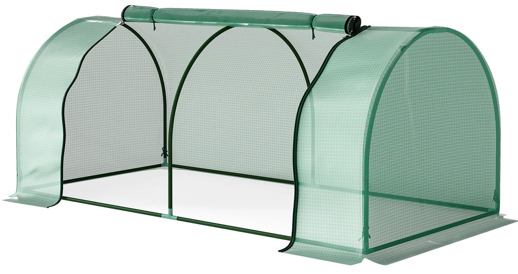 Outsunny Estufa de Jardim 200x100x80 cm para Cultivo de Plantas Sementes Estufa com Estrutura de Aço e Cobertura de Plástico Verde | Aosom Portugal