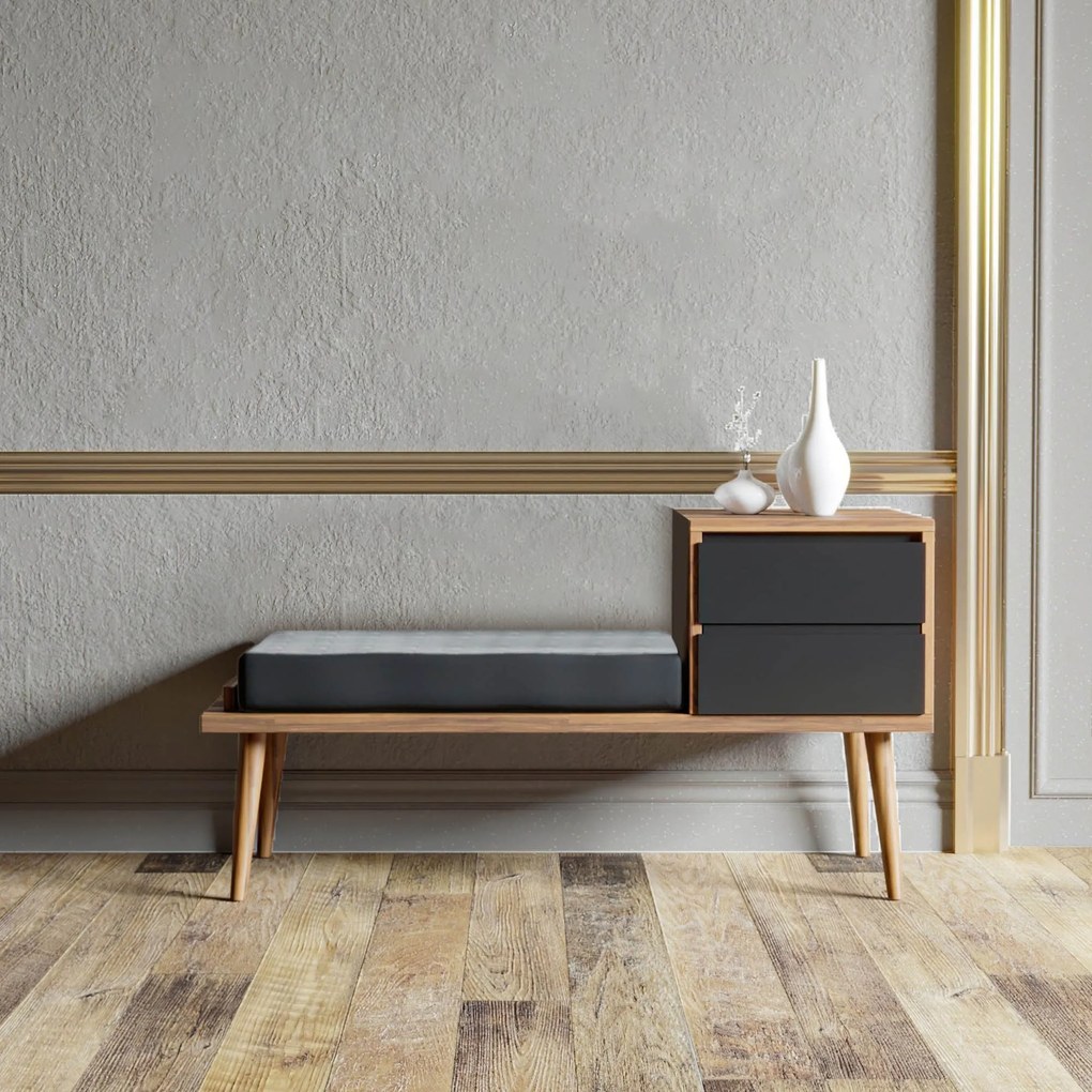 Hall Stand Rino – Walnut/Antracite – 120x40x45 cm