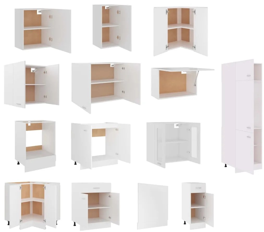 14 pcs conjunto armários de cozinha contraplacado branco