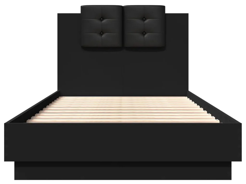 Estrutura cama cabeceira 75x190 cm derivados de madeira preto
