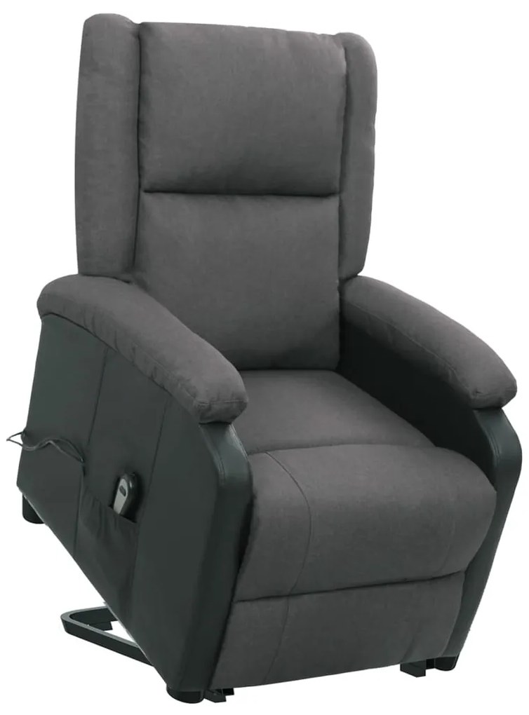 vidaXL Poltrona elevatória tecido cinzento-escuro