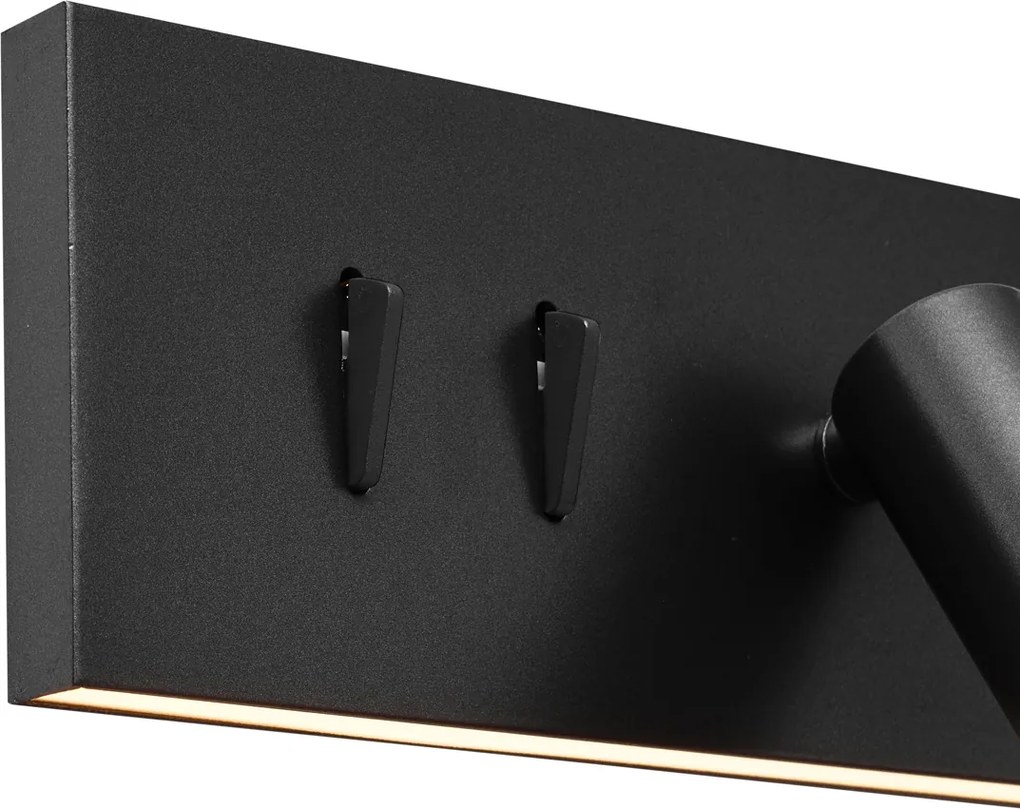 Conjunto de 2 candeeiros de parede modernos pretos ajustáveis com USB-C incl. LED - Modric